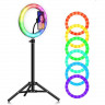 Кольцевая RGB LED лампа MJ26 (26см) + держатель для телефона с цветными режимами света+ Штатив